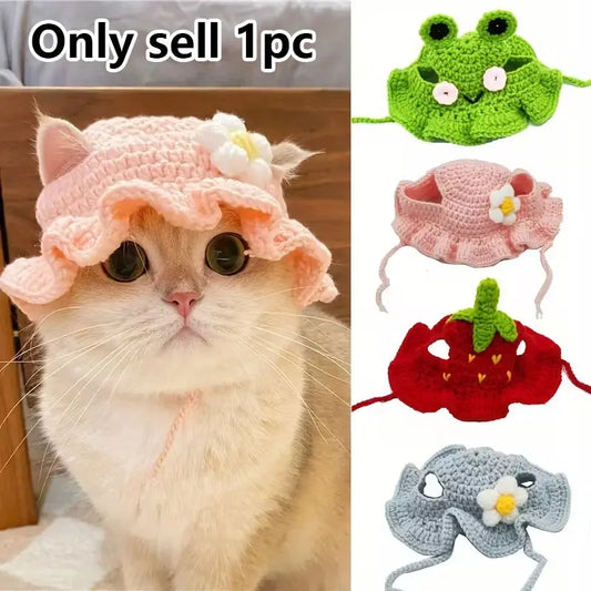 Cute Elastic Pet Hat for Puppies and Kittens, Knitted Party Photo Prop, Adorable Cat Accessory, Perfect for Young Dogs and Cats